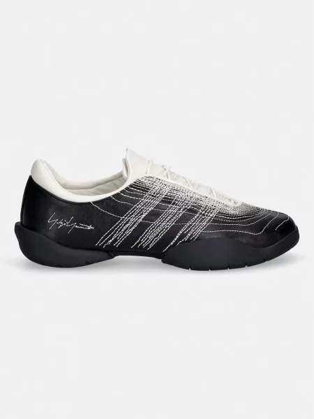 REGU EMBROIDERY sneakers δερμάτινα μαύρο