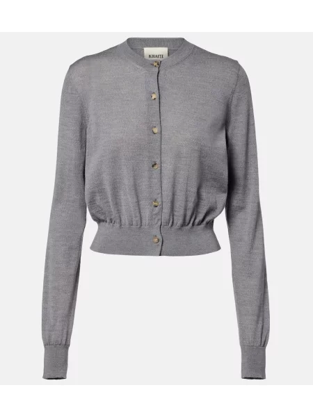 Decupat cardigan Khaite de lână gri