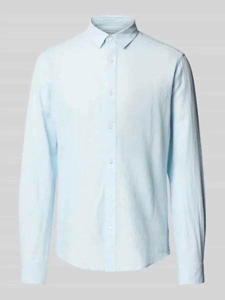 Koszula casualowa o kroju slim fit z mieszanki bawełny i lnu model CAIDENLS SOLID' Only & Sons niebieska