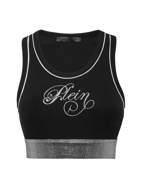 Krótki top Philipp Plein na ramiączkach czarny