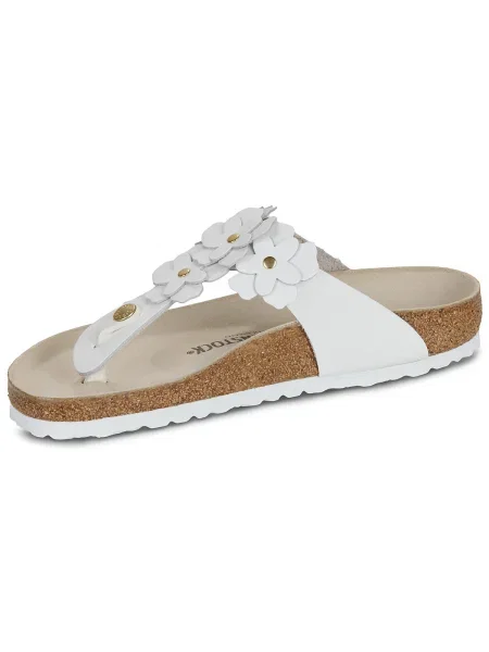 Pantofi Birkenstock cu model floral alb