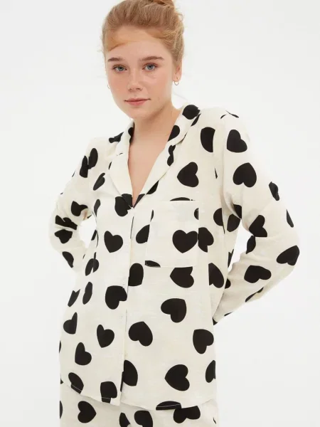 Trendyol Pijama ecru negru