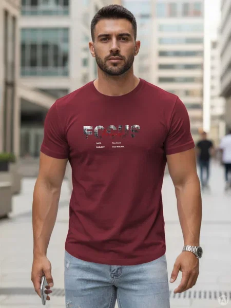 T-shirt z dużym napisem bordowy Dstreet