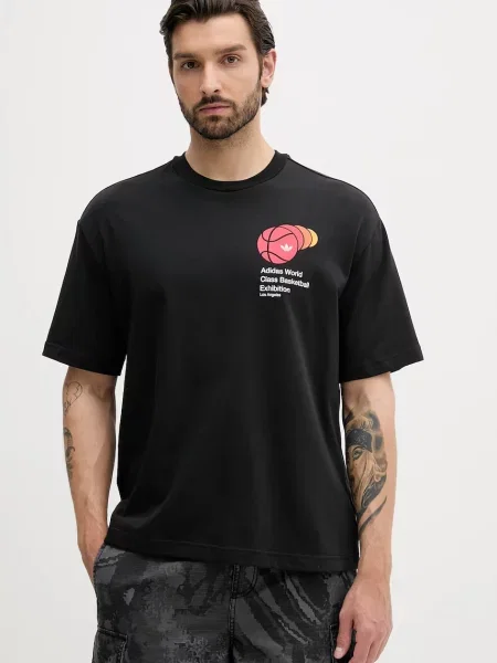Тениска adidas Originals World Class Tee с принт черно