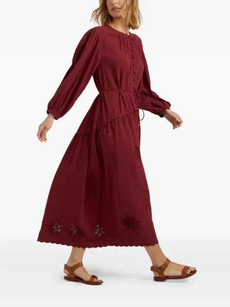 Rochie midi Chinti & Parker cu broderie roșu