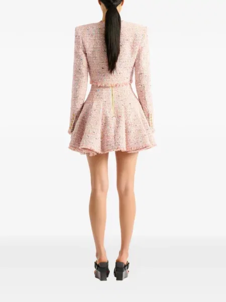 Decupat geacă Balmain din tweed roz
