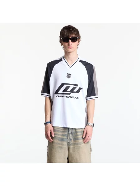 Fotbal tricou Off-white cu decolteu în V din jerseu alb