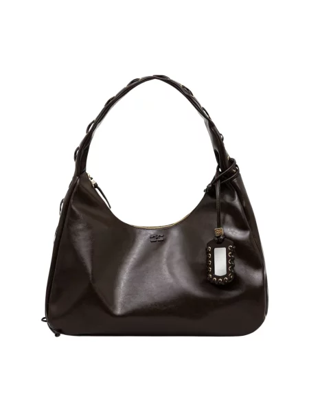 GANNI torba Hobo XXL Crinkle Oleatex brązowy