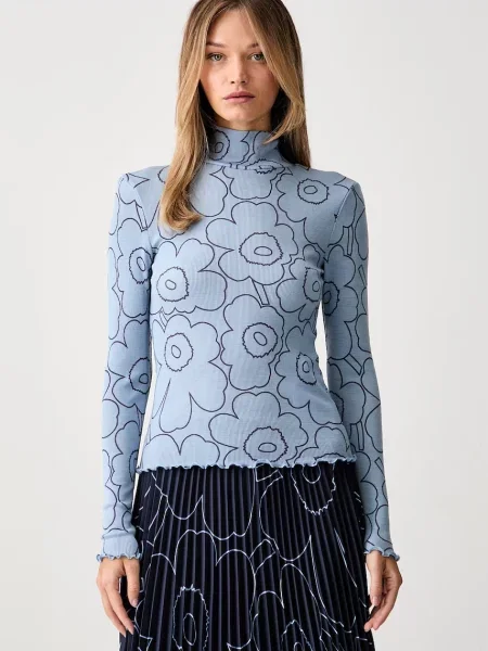 Tricou cu mânecă lungă Marimekko de lână albastru