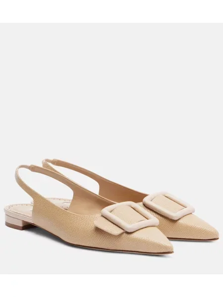 Balerini Manolo Blahnik din piele slingback bej