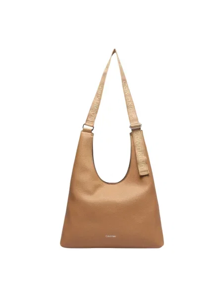 Calvin Klein Torebka Webbing Adj Strap Large Shoulder beżowy