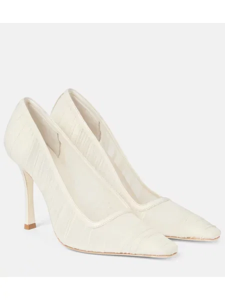 Полуотворени обувки Jimmy Choo от тюл бяло