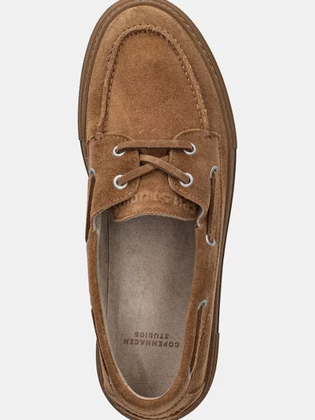 Замшевые мокасины Copenhagen на платформе коричневые