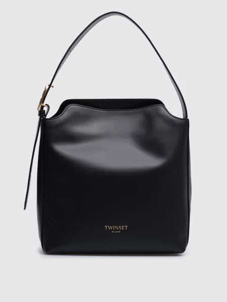 Кожаная сумка Twinset с принтом черная