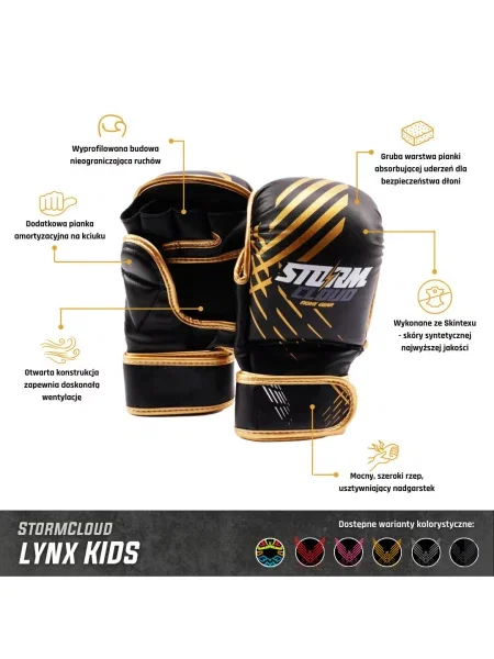 Rękawice MMA dla dzieci StormCloud Lynx Czarno-Różowe Junior L różowe