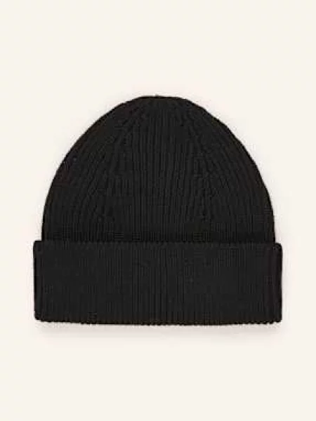 Roberto Collina Czapka Z Wełny Merino schwarz czarna