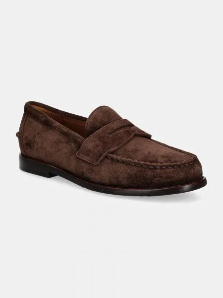 Polo Ralph Lauren mocasini din piele intoarsa Alston Penny barbati maro