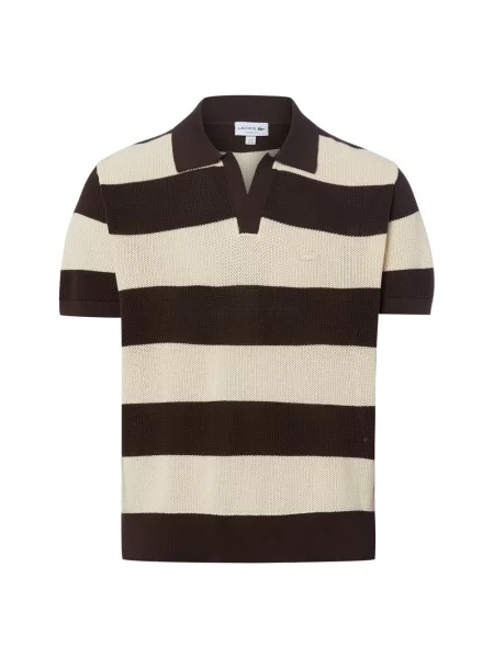 Dzianinowa koszulka polo Lacoste beżowa