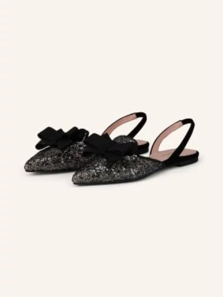 Pretty Ballerinas Baleriny Slingball Merle Z Cekinami schwarz czarne