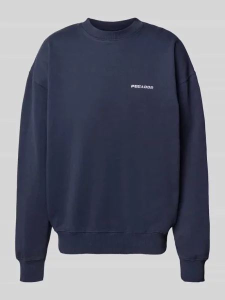 Bluza o kroju oversized z wyhaftowanym logo i okrągłym dekoltem Pegador granatowa