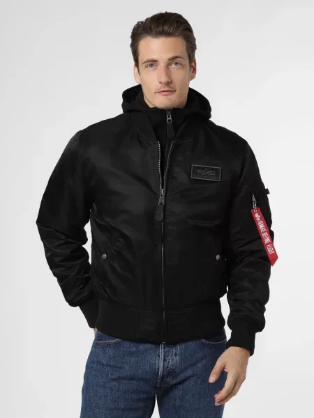 Lniany kurtka bomber Alpha Industries czarny