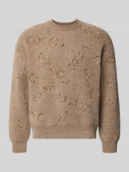 Sweter z dzianiny o kroju regular fit z detal z logo Colucci