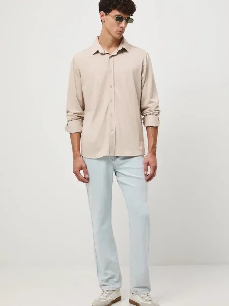 Риза Medicine със стандартна кройка с класическа яка бежово