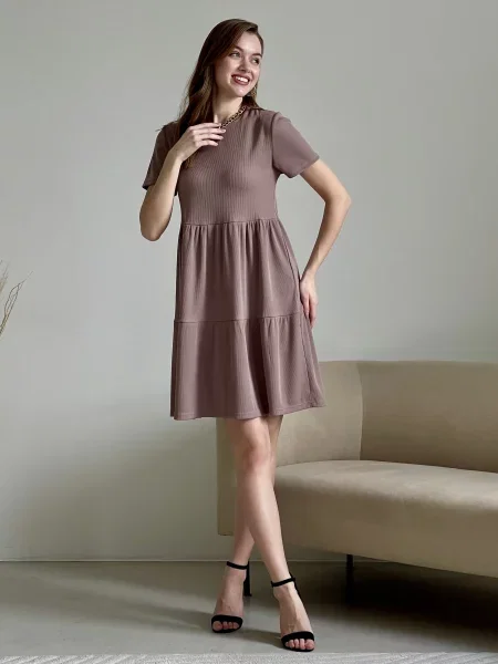 Silvio Merlini Сукня міні Бавовна/акрил бежевий