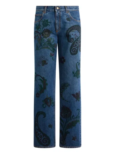 Džíny Etro s potiskem s paisley potiskem modré