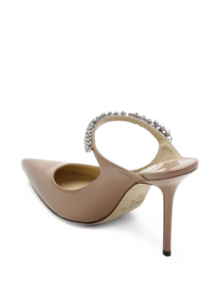 Papuci tip mules Jimmy Choo din piele cu bretele roz