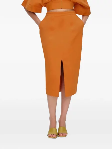 Midi sukňa Andrea Iyamah oranžová