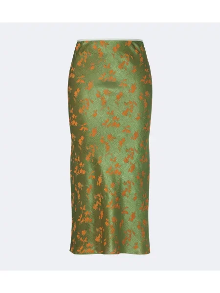 Fustă midi Dries Van Noten cu model floral verde