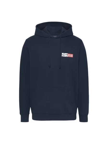 Tommy Jeans bluza dziecięca granatowy z kapturem z nadrukiem niebieska