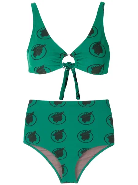 Bikini Amir Slama cu talie înaltă cu imagine verde