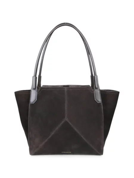 Τσάντα shopper Victoria Beckham σουέτ καφέ