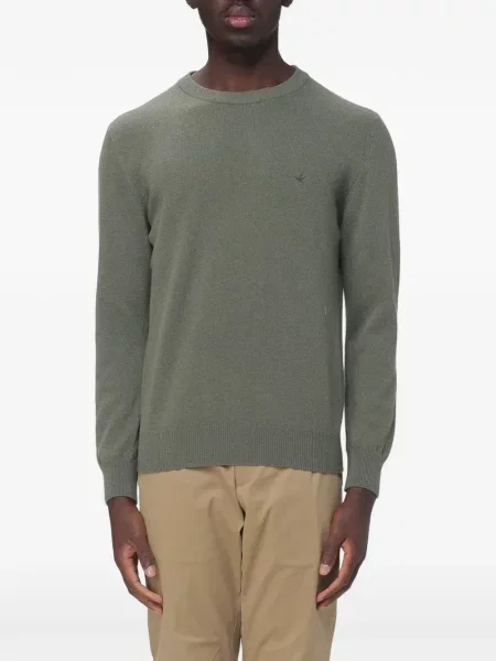 Sweter Brooksfield wełniany z logo zielony