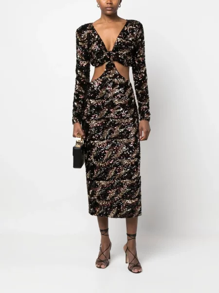 Kostiumas midi suknelė Maryjane Claverol su blizgučiais iki kelių juoda