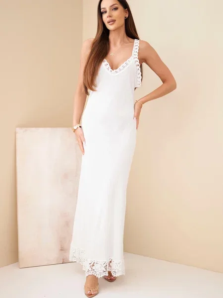 Rochie maxi Kesi Włoski din dantelă alb