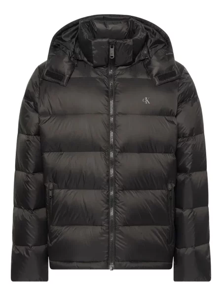 Geacă de blugi Calvin Klein Jeans cu glugă negru