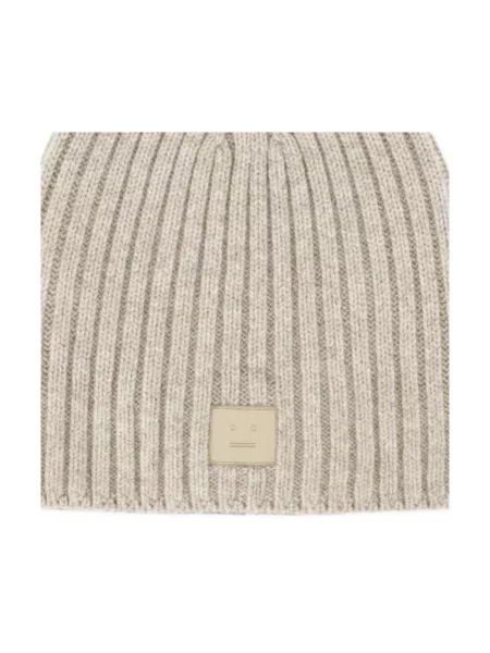 Czapka Acne Studios wełniana z logo beżowa