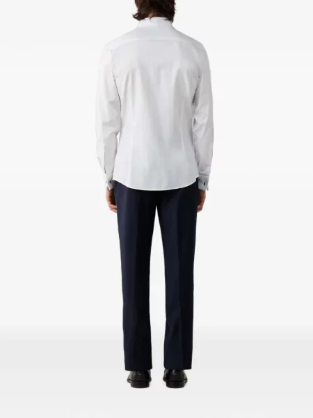 Cămașă Hackett London cu model herringbone alb