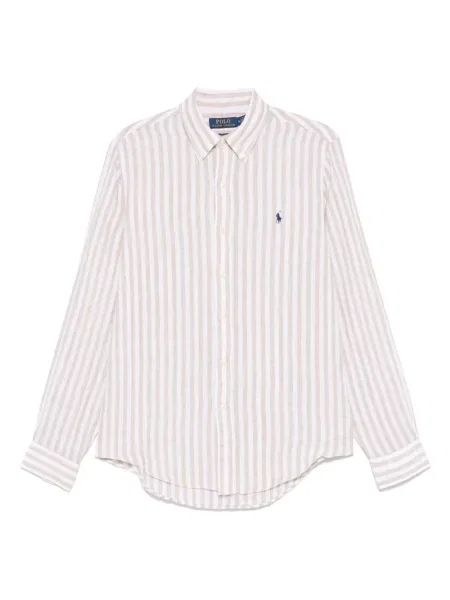 Cămașă Polo Ralph Lauren de in cu dungi alb