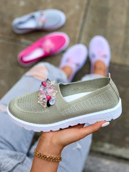 Mocasini Resti de cristal alb