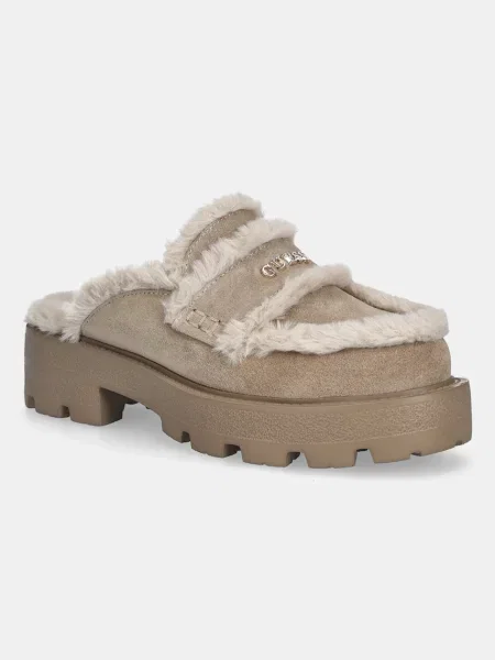 Natikači iz semiša Guess YANETA FLFYAT bež