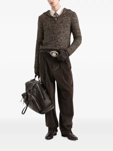Polo Dolce & Gabbana από μαλλί αλπάκα καφέ
