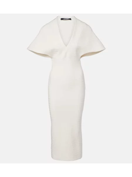 Rochie midi Jacquemus tricotate până la genunchi de costum alb