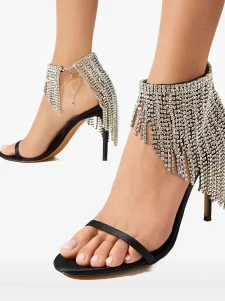 Sandale Alexandre Vauthier din satin de cristal negru