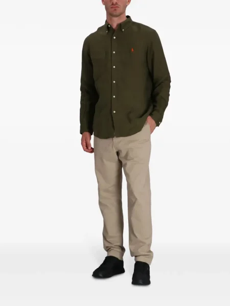 Polo Polo Ralph Lauren cu broderie de in cu dungi alb