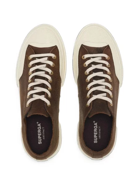 Sneakerși Superga din piele maro