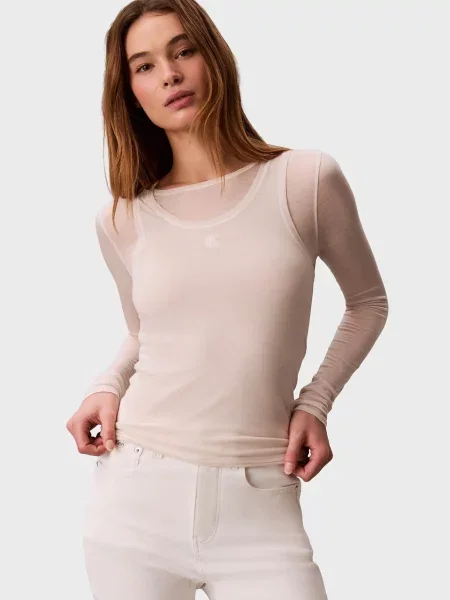 Лонгслів Calvin Klein Jeans білий